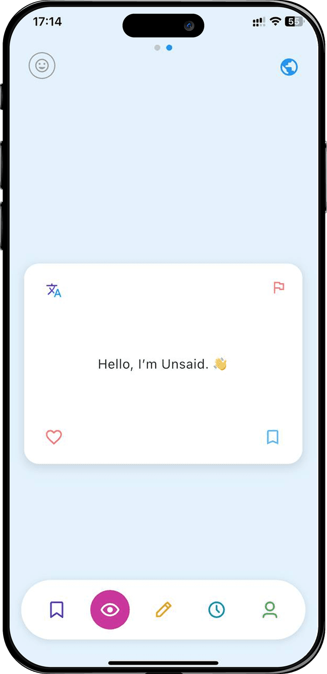 Unsaid App Screenshot - Reading content